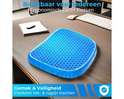 Orthopedisch kussen - Thuiswerken - Bureaustoel - Gelkussen auto - Ergonomisch zitkussen - Wigkussen - Incl. Gratis wasbare hoes -