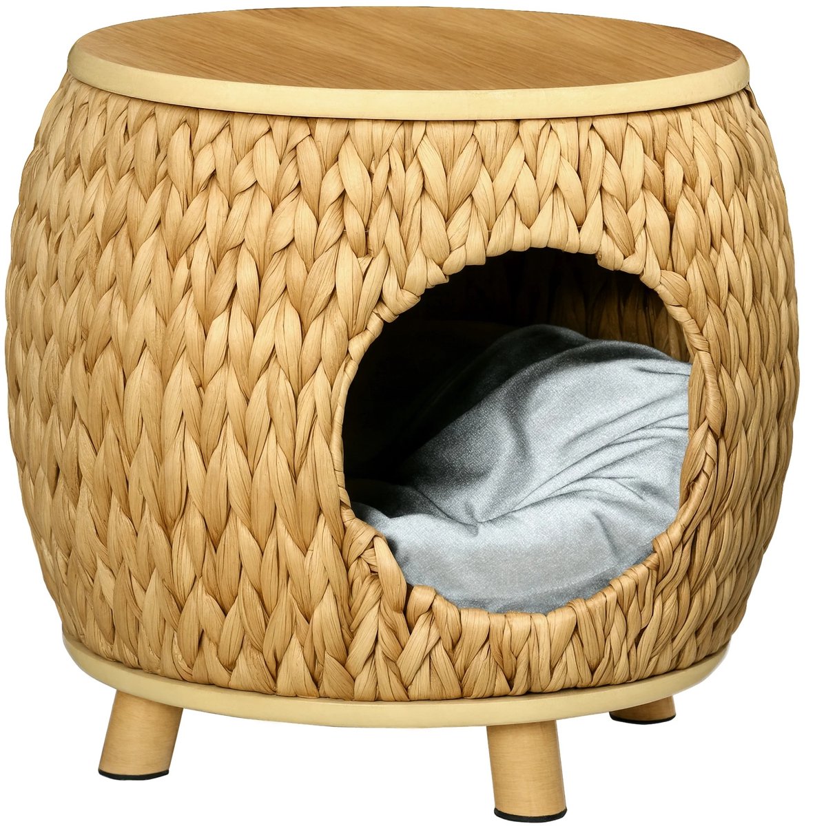 Kattenmand - Kattenhol - Met Kussen - Kattenhut - Bijzettafel - 2 in 1 Kattenmand - Dierenmand - Rotan - Kattenhol