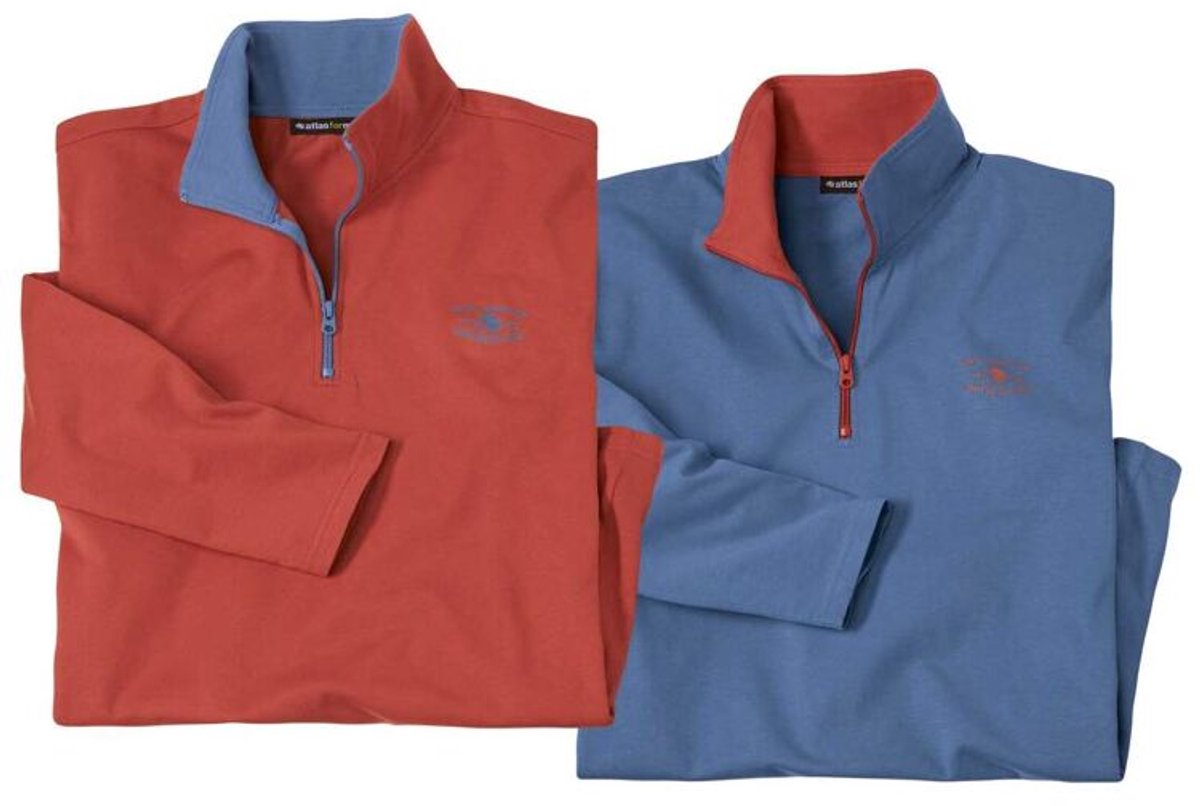 ATLAS FOR MEN - Set van 2 sweaters met rits - Heren - Verkrijgbaar in grote maten - M