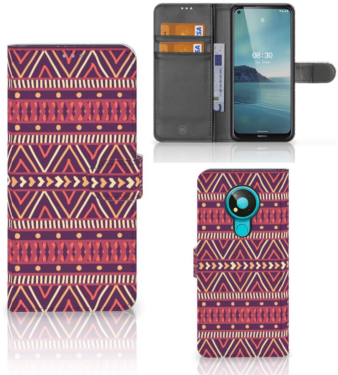 Nokia 3.4 Telefoon Hoesje Aztec Paars