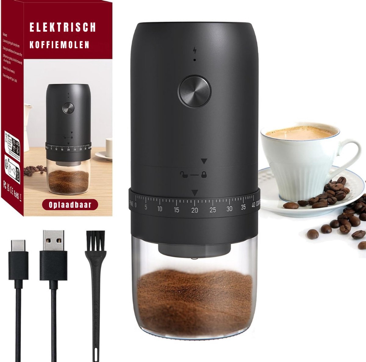 REN® Coffee Grinder - Moka Pot - Koffiemolens - inhoud 50 g 