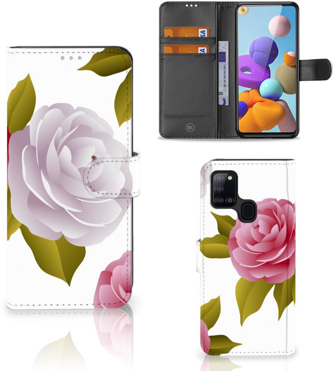 Boekhoesje voor Samsung Galaxy A21s Hoesje Roses