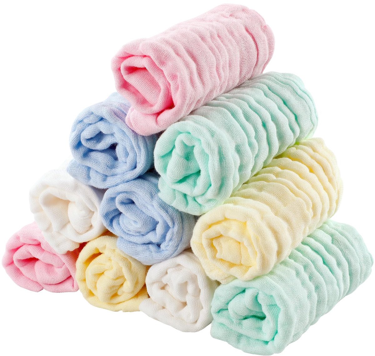 Cosensi - Baby Washcloths - Organisch Katoen - Ultra Zacht - 25 x 25 cm - Multicolor - Ademend en Absorberend - Geschikt voor Baby's - Perfect voor...
