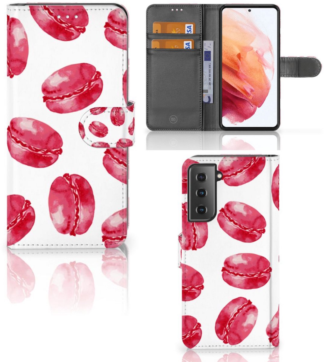 Samsung Galaxy S21 Book Cover Pink Macarons