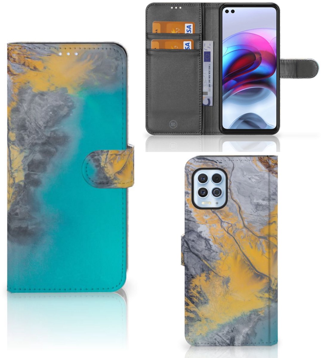Motorola Moto G100 Bookcase Marble Blue Gold
