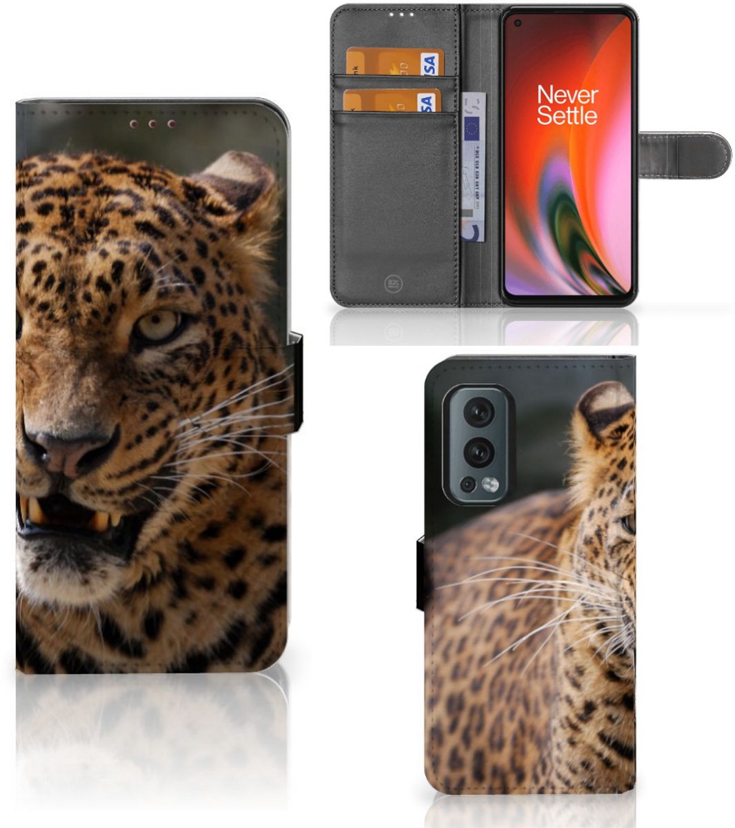 OnePlus Nord 2 5G Telefoonhoesje met Pasjes Luipaard