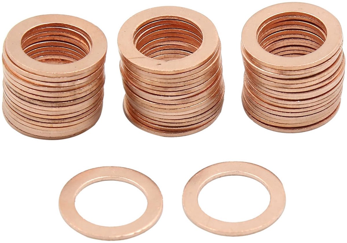 Sluitring 14 mm binnendiameter - 50 stuks - Koperen Afdichting - Slijtvast - Temperatuur- en Drukbestendig - Geschikt voor Auto's - Afdichtring