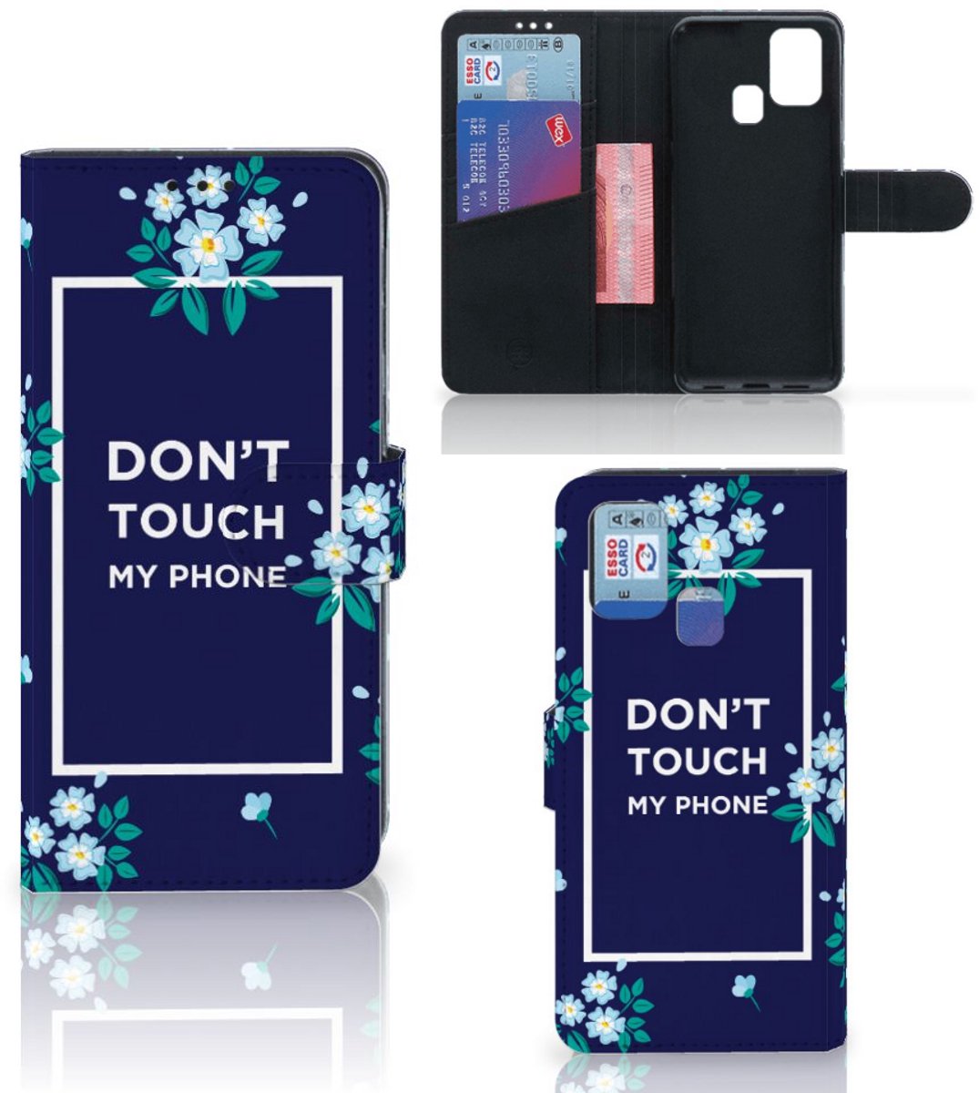 Samsung Galaxy M31 Portemonnee Hoesje Flowers Blue DTMP