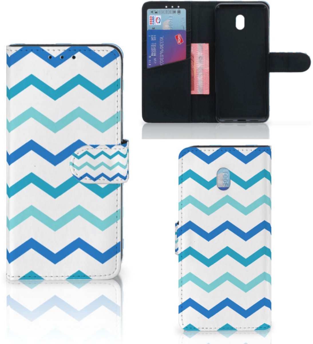 Xiaomi Redmi 8A Telefoon Hoesje Zigzag Blauw
