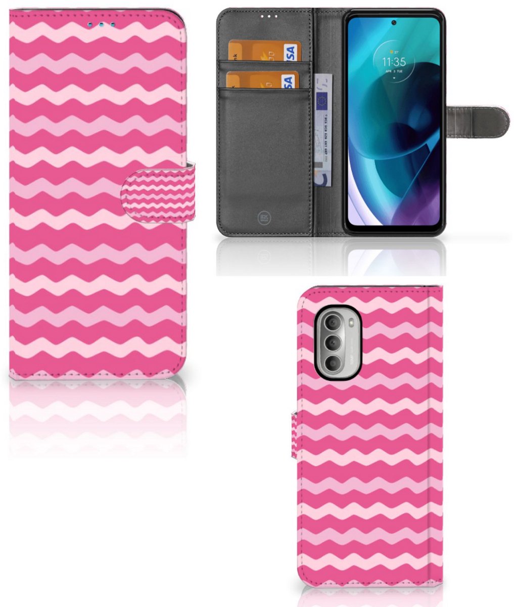 Book Case voor Motorola Moto G51 5G Telefoon Hoesje Waves Pink