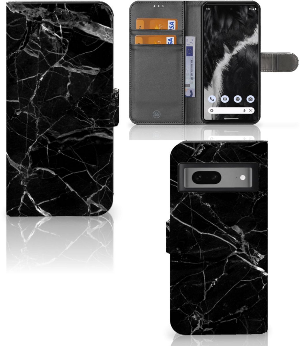Google Pixel 7 Bookcase Marmer Zwart - Origineel Cadeau Vader