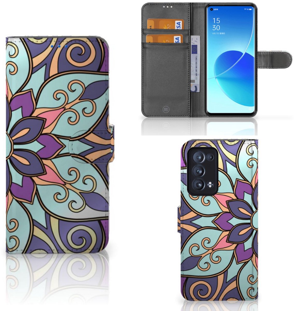 OPPO Reno 6 Pro Plus 5G Hoesje Purple Flower