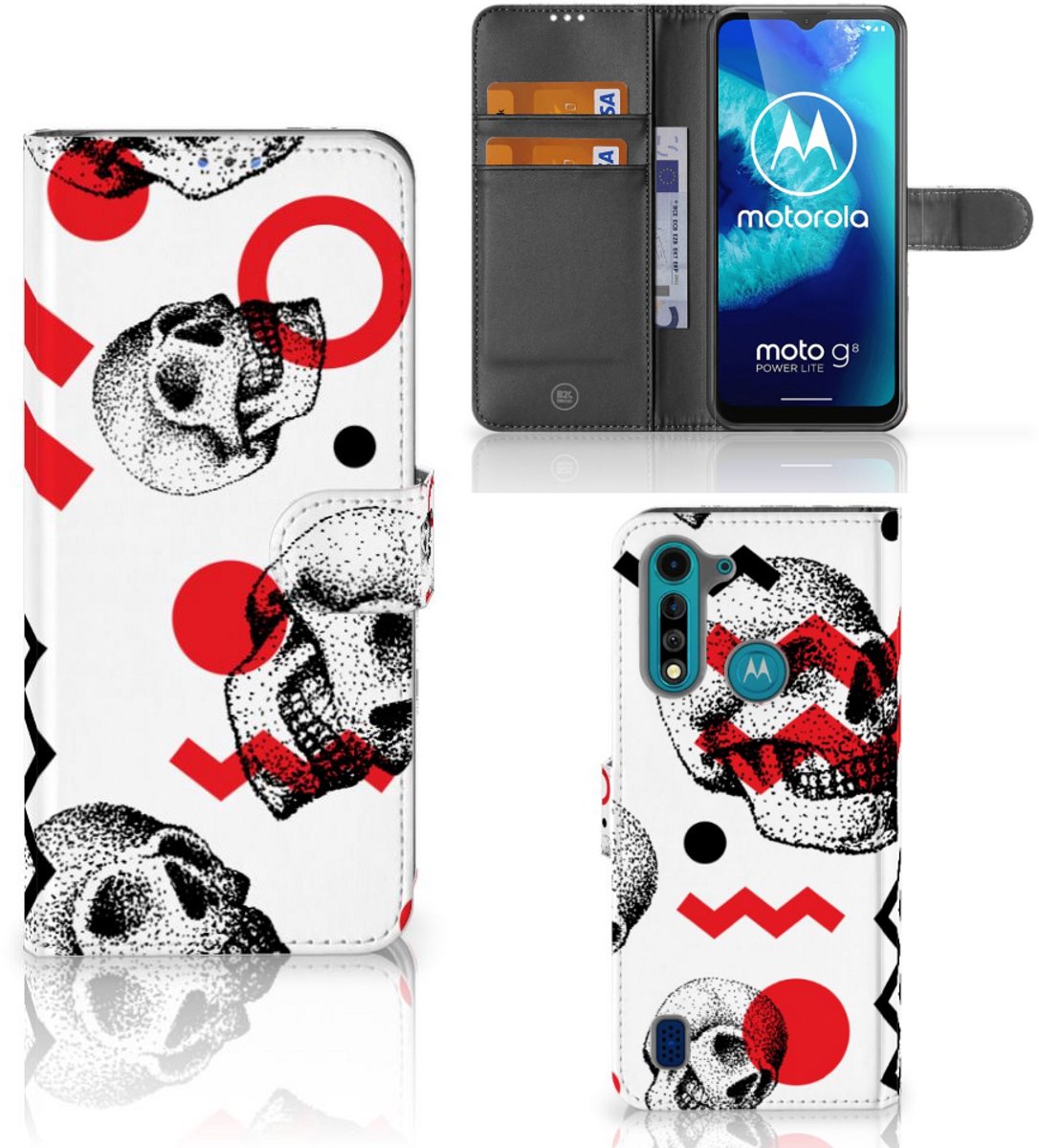Telefoonhoesje met Naam Motorola G8 Power Lite Skull Red