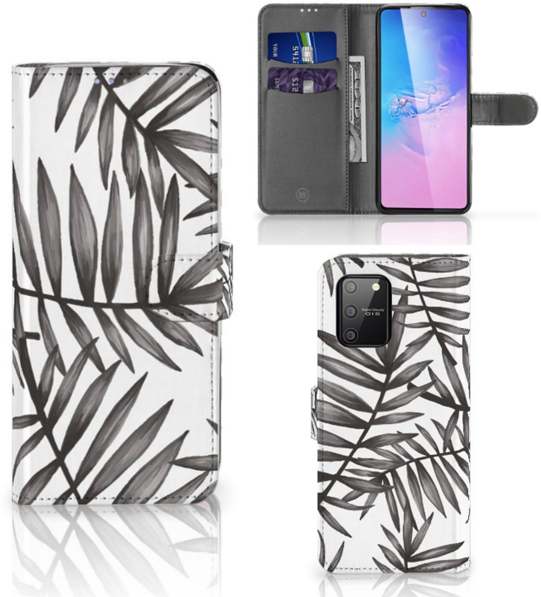 Samsung S10 Lite Hoesje Leaves Grey