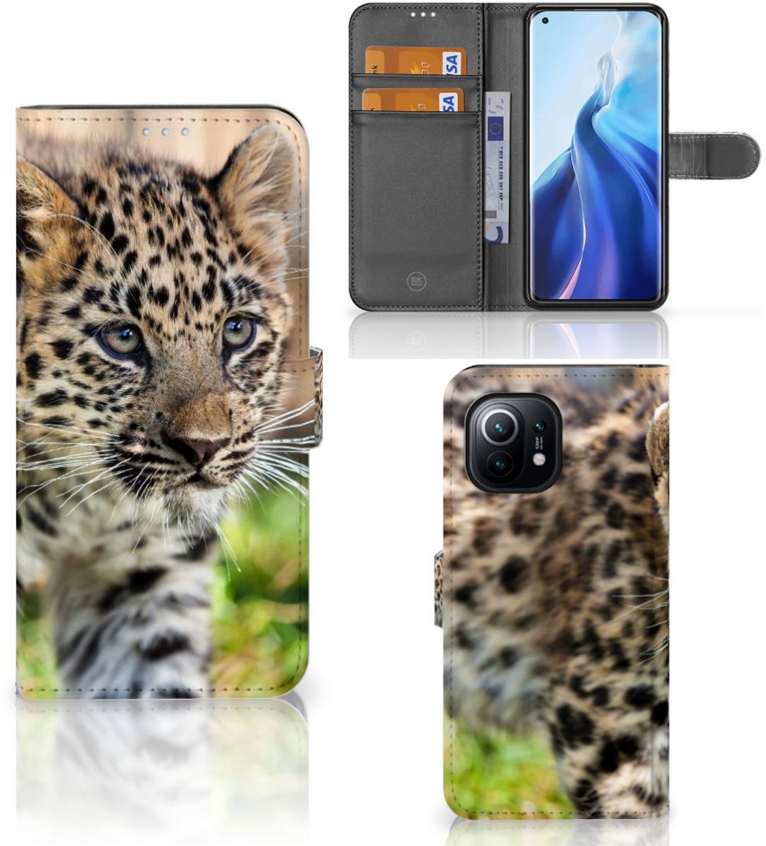 Xiaomi Mi 11 Telefoonhoesje met Pasjes Baby Luipaard