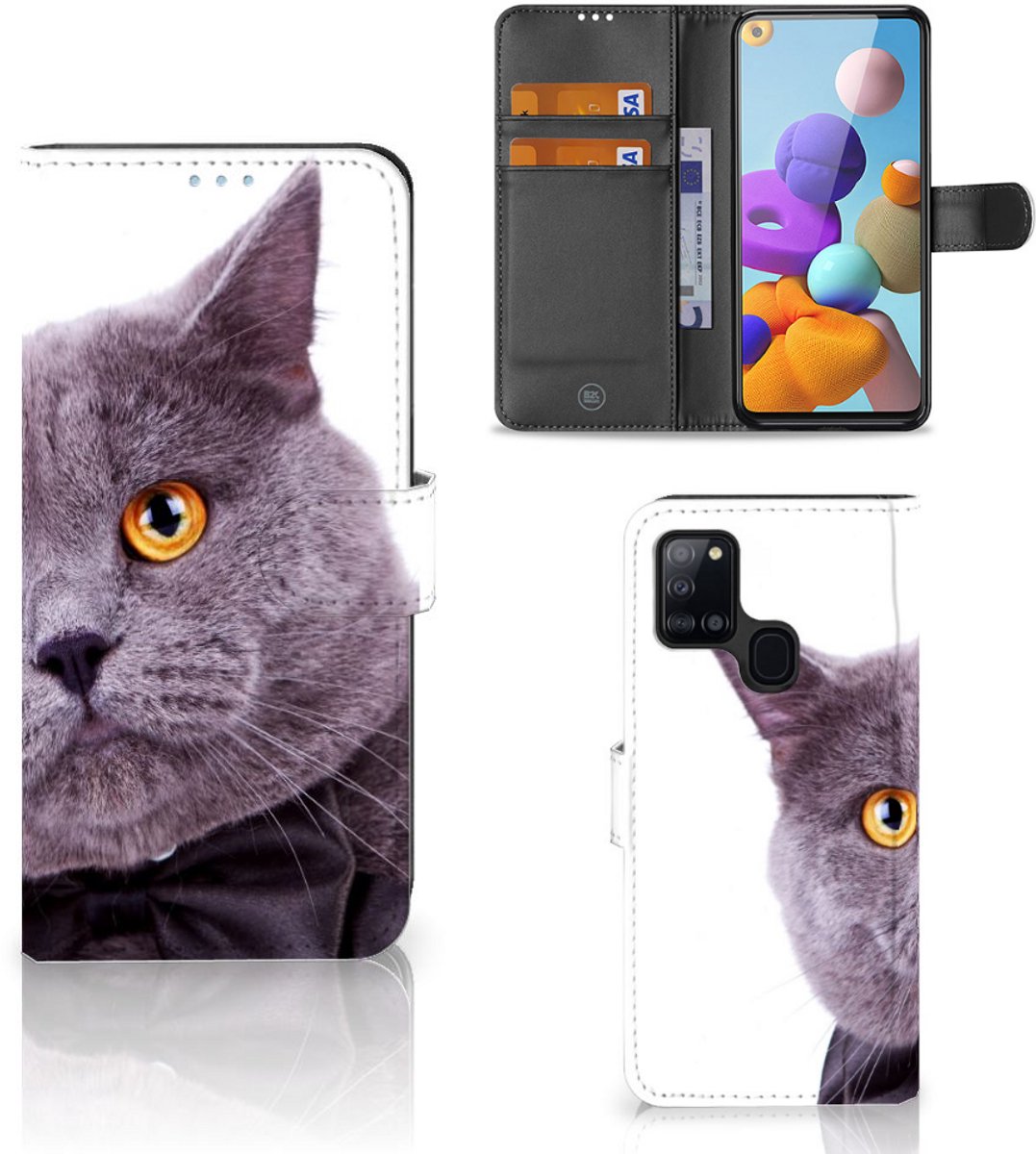 Samsung Galaxy A21s Telefoonhoesje met Pasjes Kat