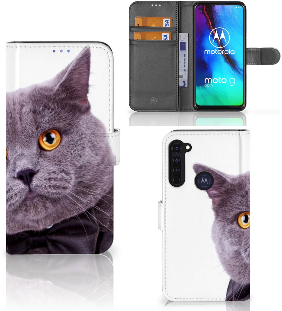 Motorola Moto G Pro Telefoonhoesje met Pasjes Kat