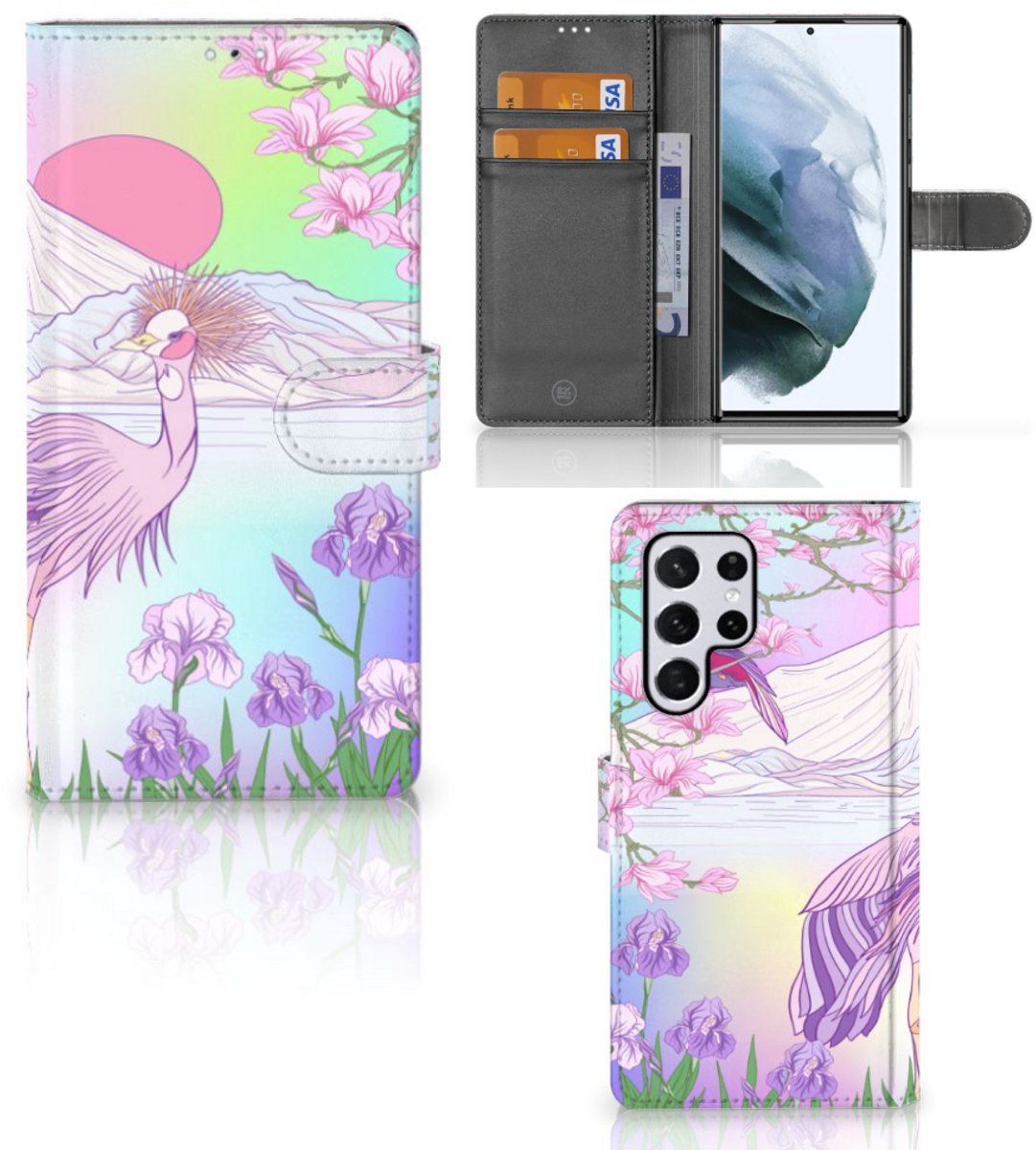 Samsung Galaxy S22 Ultra Telefoonhoesje met Pasjes Bird