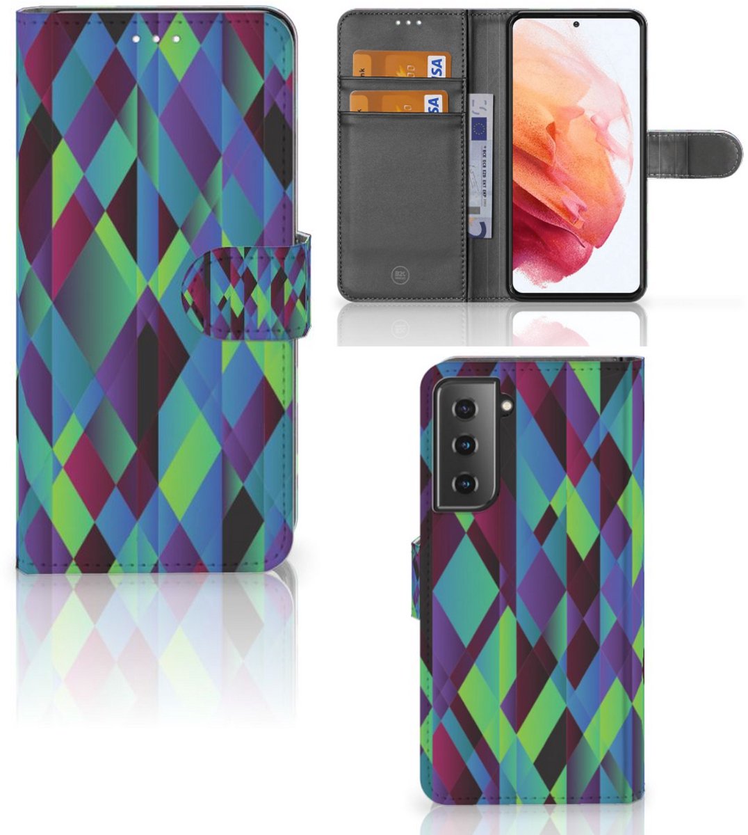 Samsung Galaxy S21 Book Case Abstract Green Blue