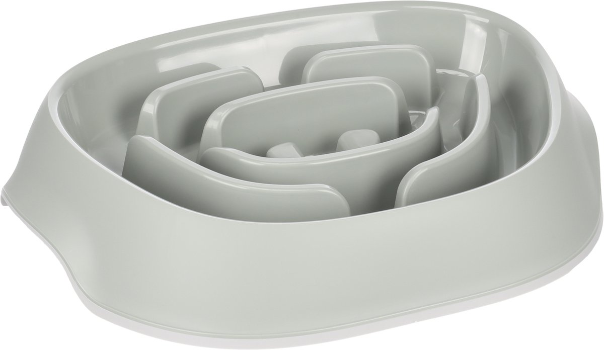 Flamingo - EETPOT SLOW FEEDER EXQI OVAAL OLIJFGROEN 950ML 34,5x24,5x8,5CM