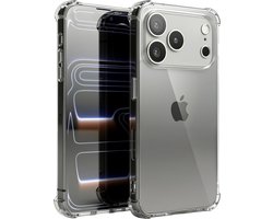 Hoesje - Geschikt voor Apple iPhone 17 Pro - Sterk & Shockproof - Siliconen Shock Case - Hoes Cover - Telefoonhoes - Transparant