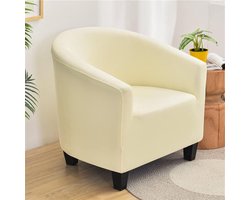 FANSU Hoes voor kuipstoel voor fauteuils, effen kleur, stretch slipcover, stofdichte bankhoes, verwijderbare wasbare meubelbeschermer hoezen voor club kuipstoelen (beige)