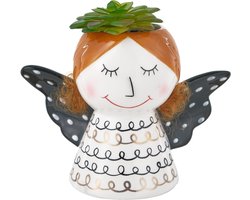 Baroni Home Angel Ceramic Vase Christmas Decoration, Modern Figure, Indoor or Outdoor, 16 x 8 x 14 cm, White Dress