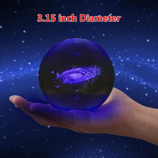 3D Crystal Ball with Solar System Model and LED Lamp Base, Solar System Crystal Ball, Best Birthday Gift for Kids, Teacher Physics, Girlfriend Gift, Classmates and Kids — afbeelding 2