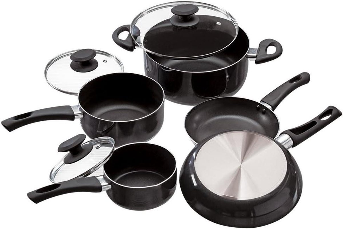 Kookgerei Set - Pannenset Keuken - Koken Thuis - Hydrolon Non-stick - 8 Delig - Grijs