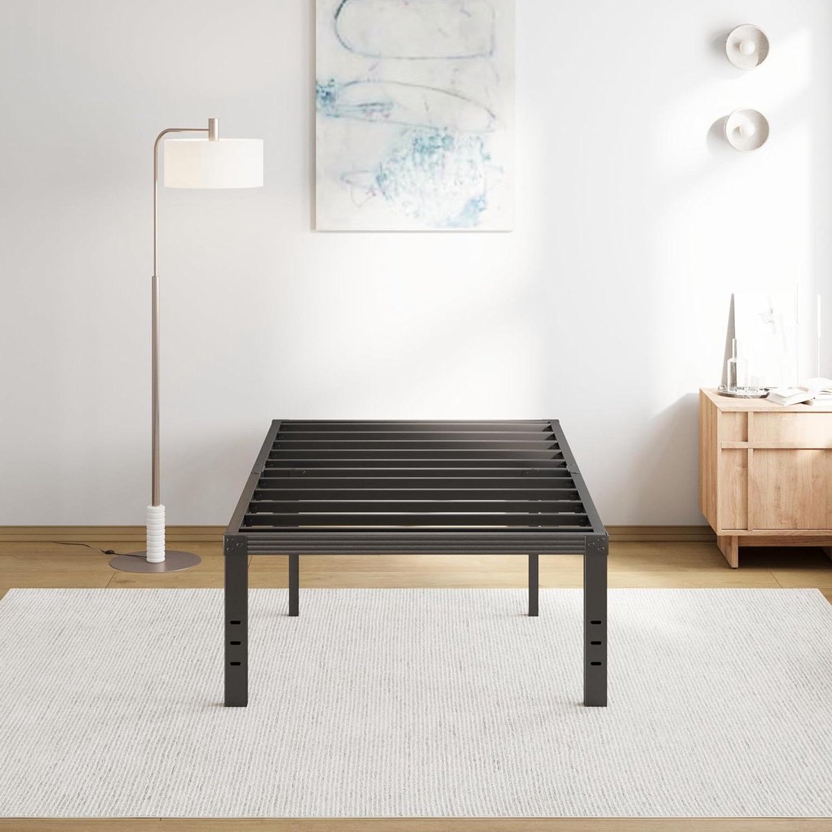 Metalen Bedframe - Stalen Lattenbodem - Matras Ondersteunen - 18 Inch Hoog - Twin XL - Zwart