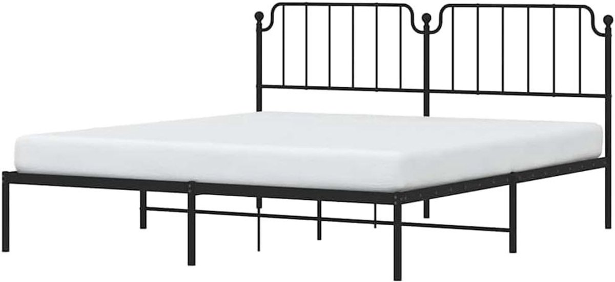 Metalen Bedframe - Ledikant Hoofdbord - Slaapkamer Inrichten - Robuuste Staalconstructie - 183x213 cm - Zwart