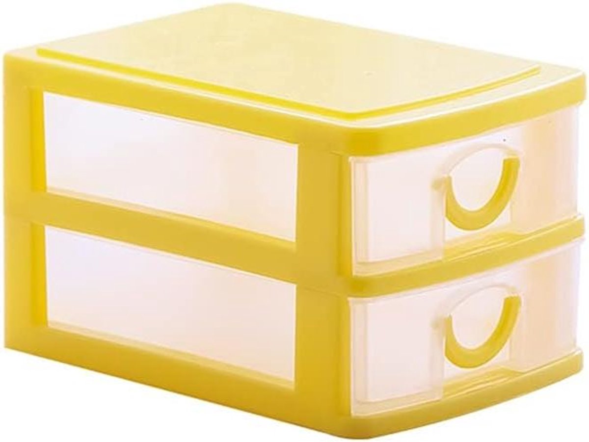 Mini Opbergdoos - Lade Organizer - Bureau Organiseren - Verwijderbare Laden - 9x13x8cm - Geel