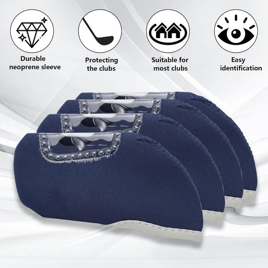 Golf Headcovers - Clubhoezen Putter - Golfclubs Beschermen - Transparant Venster - 10 stuks - Marineblauw van GOLF — afbeelding 2