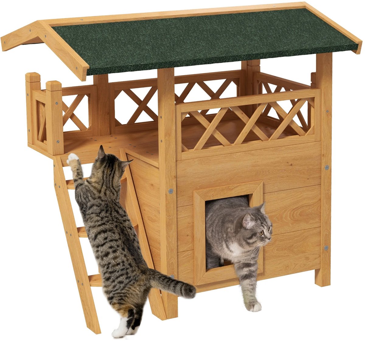 Naiz® - Kattenhuis - Hout - Voor buiten - 77 x 50 x 73 cm - Waterdicht