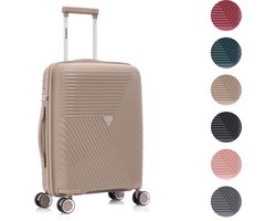 TRALEX - Voyager - Handbagage - 42L - 56x40x22cm - Polypropyleen - Harde schaal - TSA-slot - Lichtgewicht - Flexibel - Duurzaam - Stille (rubberen) wielen - Dubbele Spinner-wielen - Mocha Brown