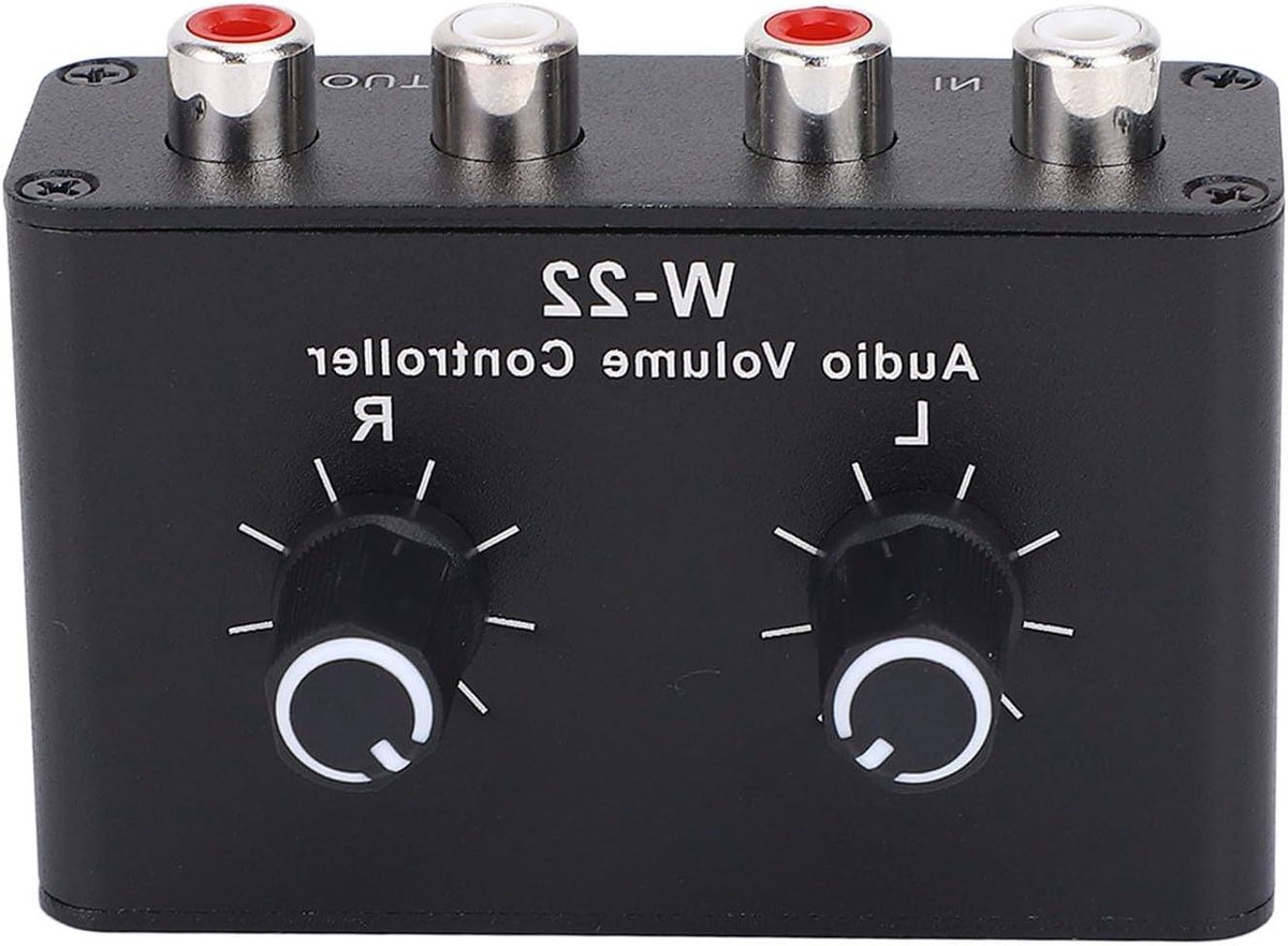 Audiovolumecontroller - Volumeregelaar Verzwakker - Geluidsniveaus Aanpassen - Verliesloze Geluidskwaliteit - 11 x 7 x 5 cm - Zwart