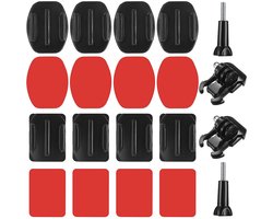 18-delige set zelfklevende bevestigingsbeugels voor helmen, Geschikt voor GoPro 12, 11, 10, 9, 8, 7, 6, 5/MAX, Insta360 X3/X2/X/R/RS, DJI Action4/3/2 en andere actiecamera's.