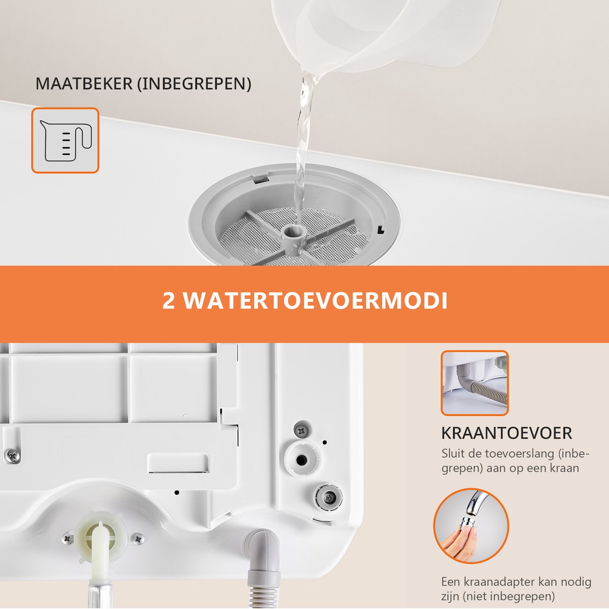 AIRMSEN Mini Vaatwasser - Vrijstaand - Watertank 5L - 5+1 Programma's - 4 Couverts - 42.5 cm - Zwart/Wit — afbeelding 7