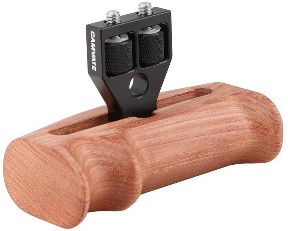 CAMVATE Houten Handgreep met 1/4" Bevestigingsschroeven voor DSLR Camera's