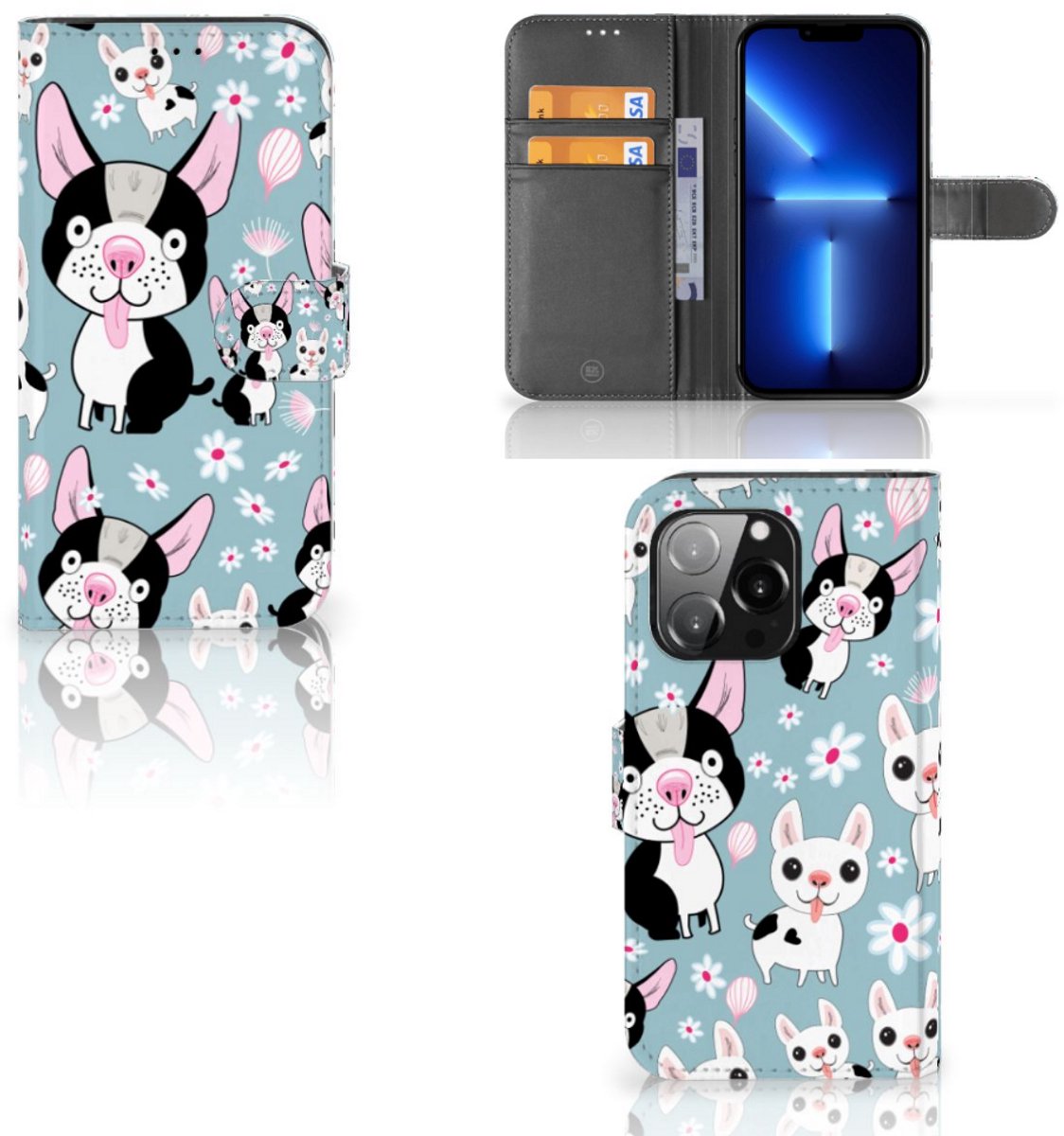 iPhone 13 Pro Telefoonhoesje met Pasjes Hondjes