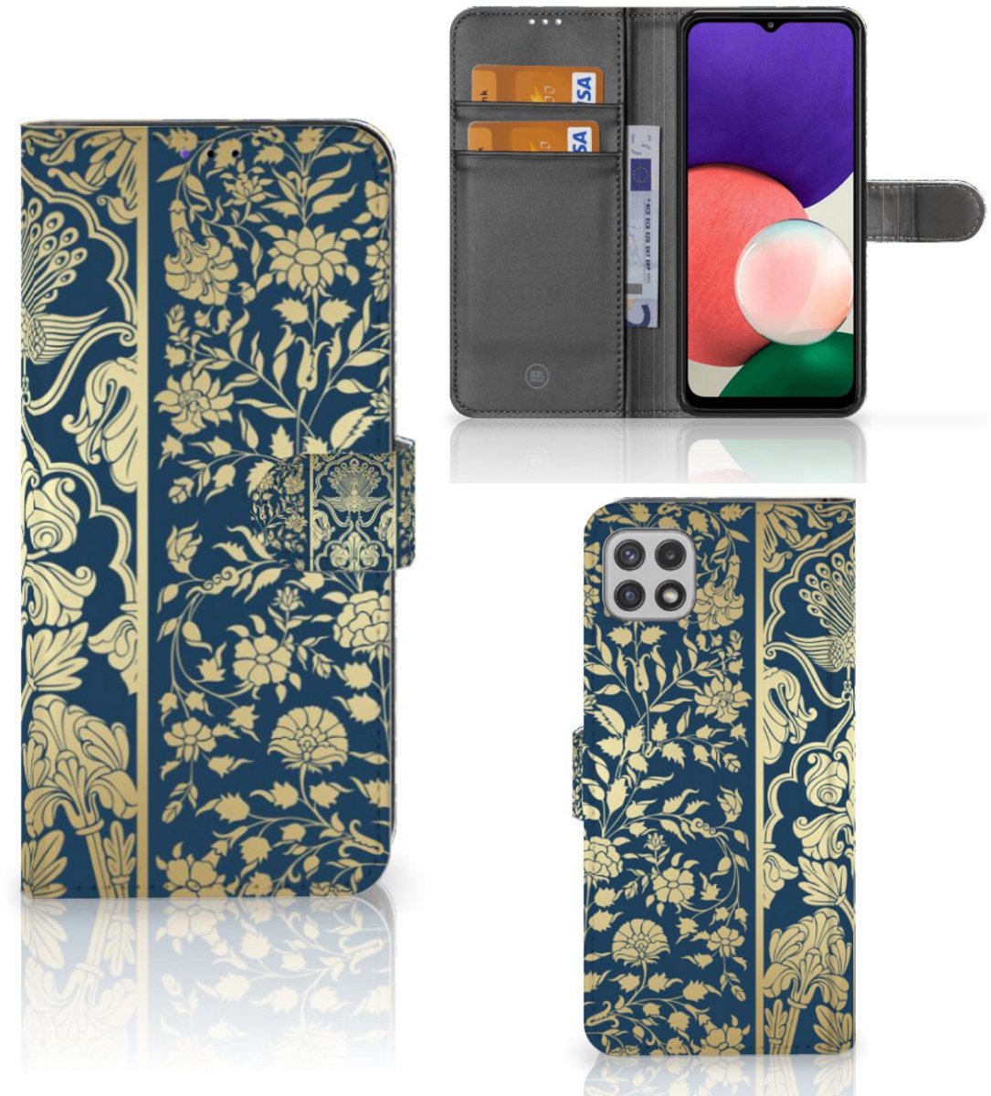 Samsung Galaxy A22 5G Hoesje Beige Flowers