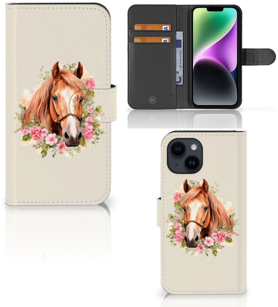 Telefoonhoesje met Pasjes voor iPhone 15 Paard