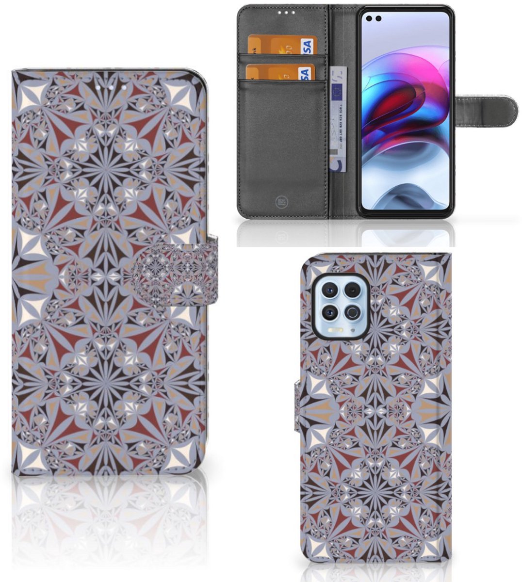 Motorola Moto G100 Bookcase Flower Tiles