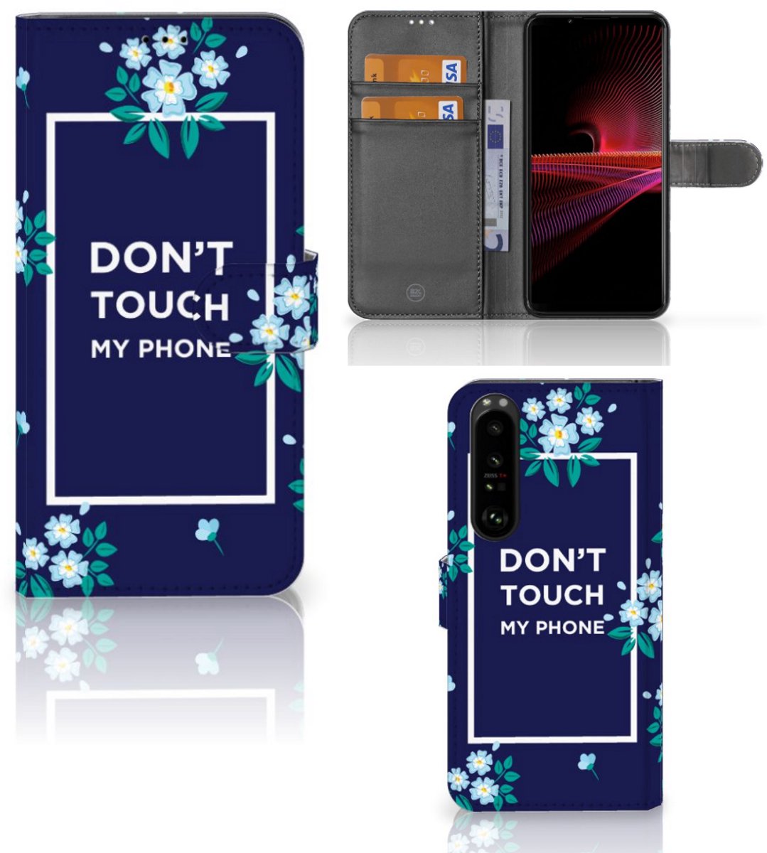 Sony Xperia 1 III Portemonnee Hoesje Flowers Blue DTMP
