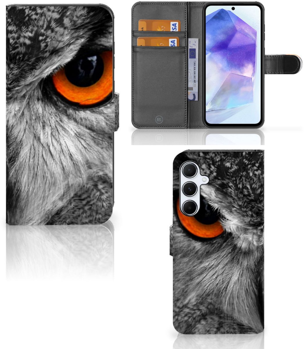 Samsung Galaxy A55 Telefoonhoesje met Pasjes Uil