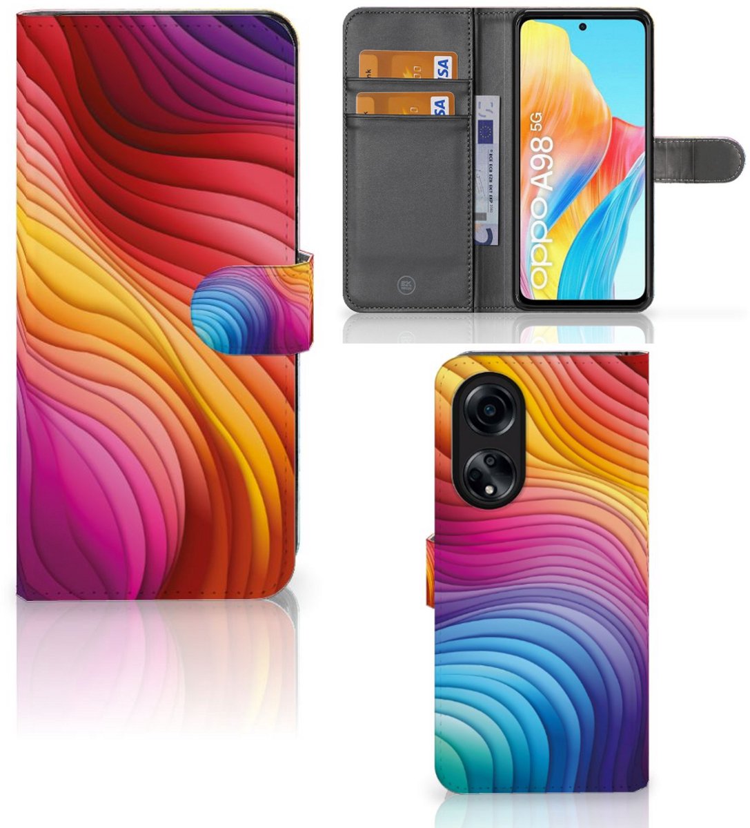 Book Case voor OPPO A98 5G Regenboog