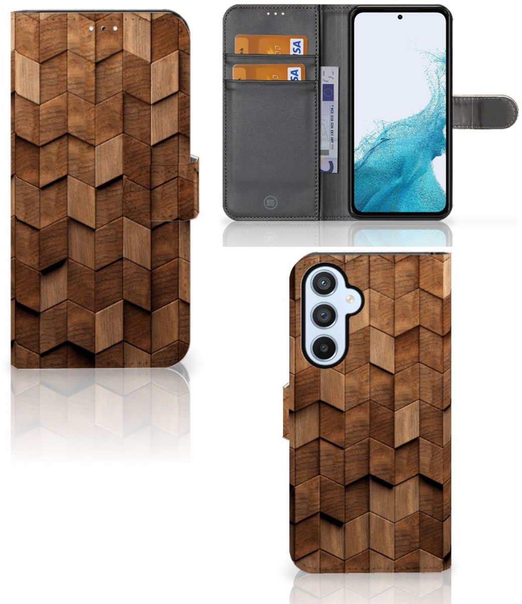Book Style Case voor Samsung Galaxy A54 5G Wooden Cubes