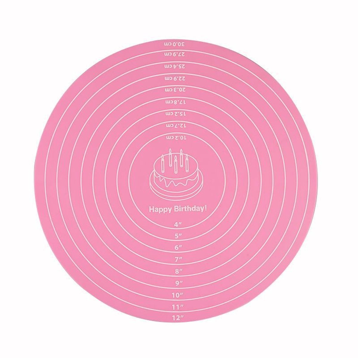 Siliconen Bakmat - Antislip Ronde Mat - Roze 30cm - Hittebestendig - Met Maatstrepen - Voor Kneden Rollen Kindermaatje