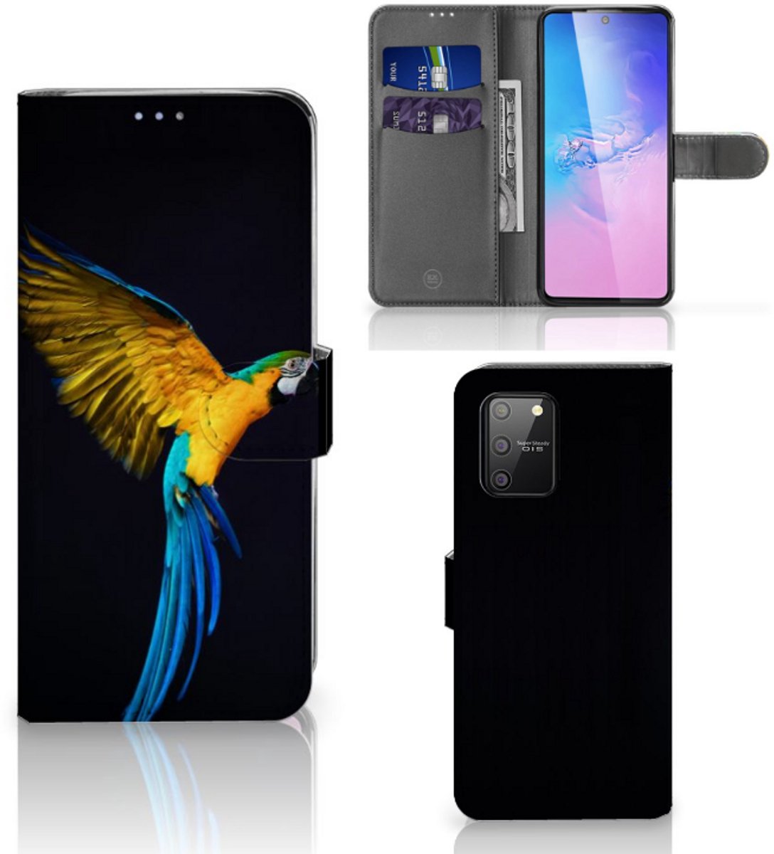 Samsung S10 Lite Telefoonhoesje met Pasjes Papegaai
