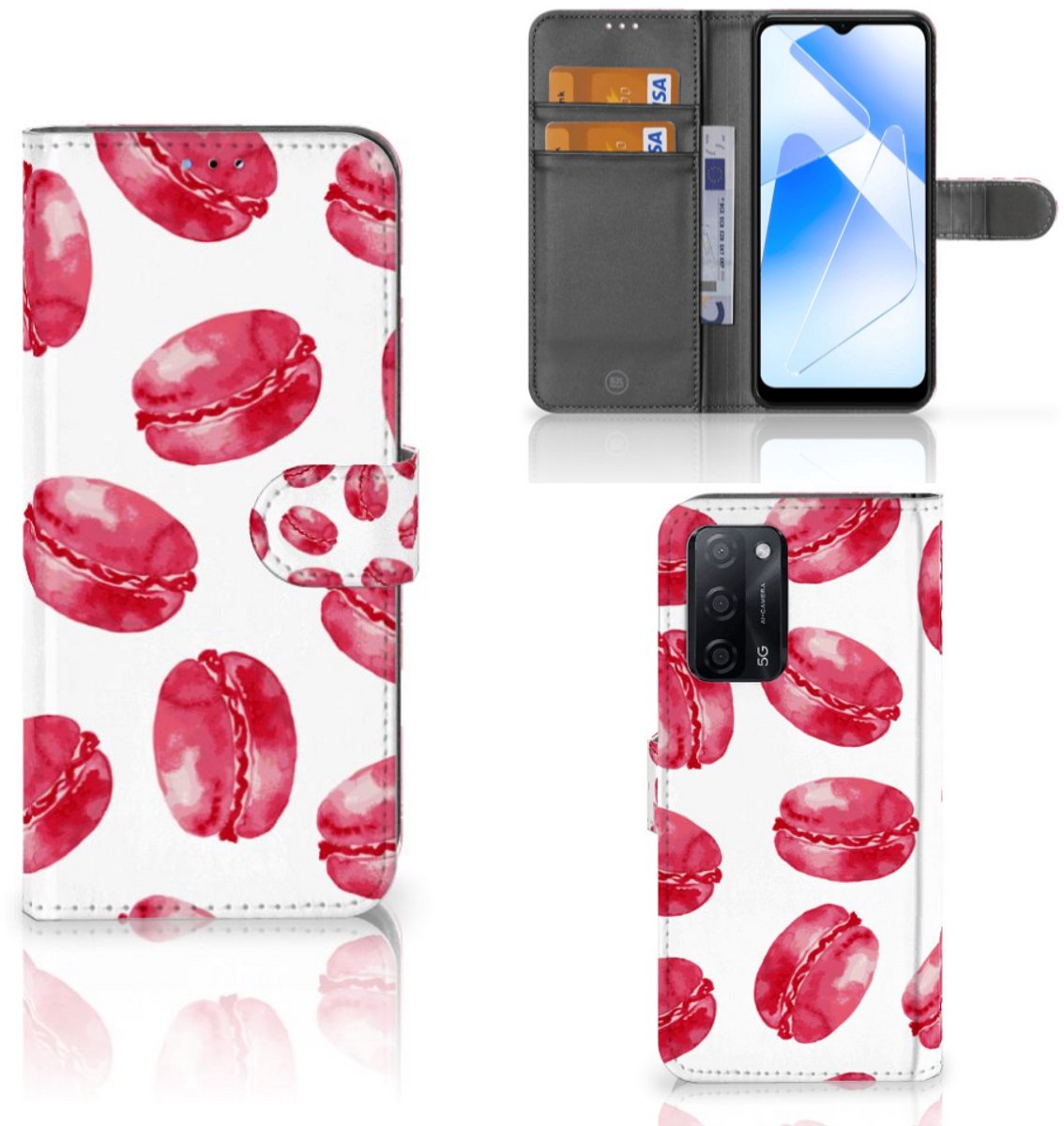 OPPO A16/A16s/A54s Book Cover Pink Macarons